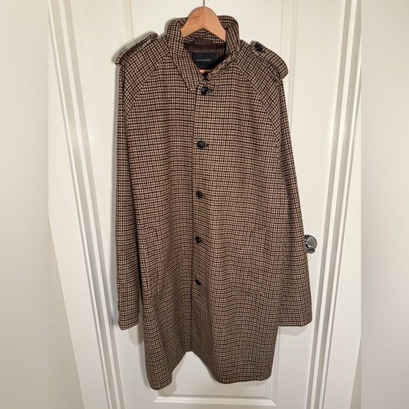 BANANA REPUBLIC - Brown Multi Houndstooth Raglan Top Coat in 2XL - Picture 6 of 16